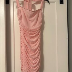 Lucy in the Sky Blush Draped Mini Dress